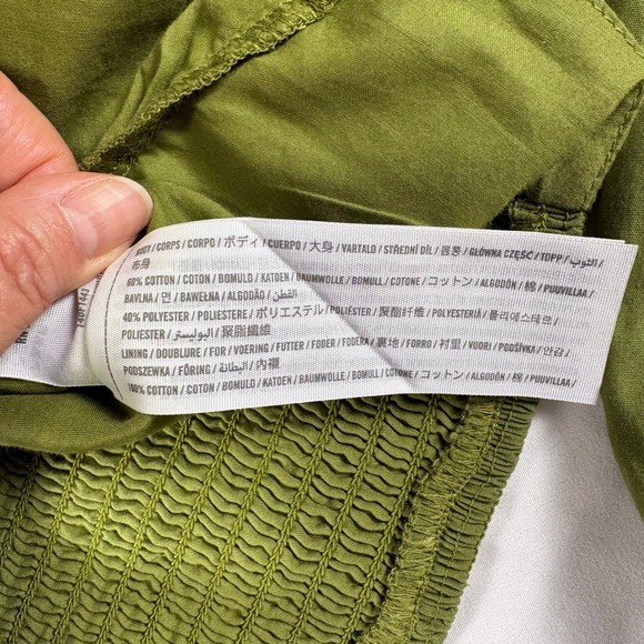 NWT Abercrombie Fitch Ruched Square Neck Puff Sleeve Crop Top S Green Peasant - Picture 6 of 8